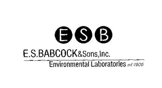 ESB E.S.BABCOCK& SONS,INC. ENVIRONMENTAL LABORATORIES EST. 1906 logo