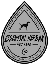 ESSENTIAL HERBAN PET LIFE 100% PURE THERAPEUTIC GRADE ESSENTIAL OILS WWW.ESSENTIALHERBANPETLIFE.COM logo