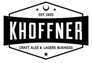 EST. 1933, KHOFFNER, CRAFT ALES & LAGERS BUSINESS logo