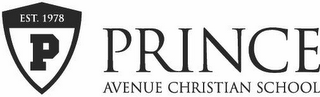 EST. 1978 P PRINCE AVENUE CHRISTIAN SCHOOL logo