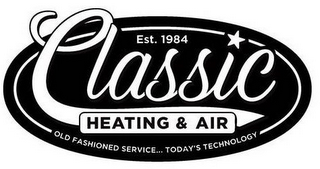 EST. 1984 CLASSIC HEATING & AIR OLD FASHIONED SERVICE. TODAY'S TECHNOLOGY logo