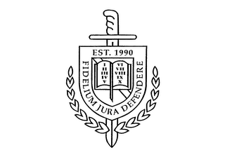 EST. 1990 FIDELIUM JURA DEFENDERE logo