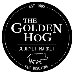 EST. 1995 THE GOLDEN HOG GOURMET MARKET KEY BISCAYNE logo