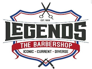 EST. 1999 LEGENDS THE BARBERSHOP ICONIC · CURRENT · DIVERSE logo