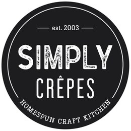 EST. 2003 SIMPLY CRÊPES HOMESPUN CRAFT KITCHEN logo