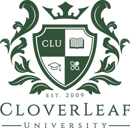 EST. 2009 CLOVERLEAF UNIVERSITY CLU logo