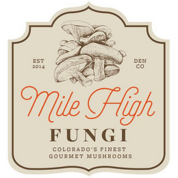 EST 2014 DEN CO MILE HIGH FUNGI COLORADO'S FINEST GOURMET MUSHROOMS logo