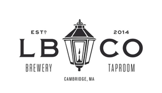 EST 2014 L B CO CAMBRIDGE, MA BREWERY TAPROOM CAMBRIDGE, MA logo