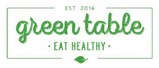 EST. 2016 GREEN TABLE · EAT HEALTHY · logo