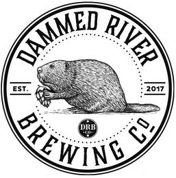 EST. 2017 DAMMED RIVER BREWING CO DRB ·CO · logo