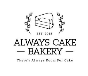 EST. 2018 ALWAYS CAKE BAKERY THERE'S ALWAYS ROOM FOR CAKE logo