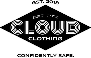 EST. 2018 BUILT IN HTX CLOUD CLOTHING CONFIDENTLY SAFE. logo