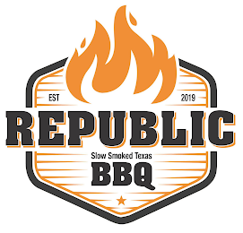 EST 2019 REPUBLIC BBQ SLOW SMOKED TEXAS logo