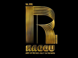 EST. 2020 R RAGGU COLLECTIONS LIGHT ON THE PASTA HEAVY ON THE SAUCE logo