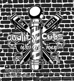EST 2021 QUALITY CUTS (631) 778-1068 MOBILE BARBERSHOP TAPERS, FADES, AFRO'S LINE-UPS, FACIALS, SHAVES logo