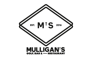 EST. M'S 2016 MULLIGAN'S GOLF, BAR & - RESTAURANT logo