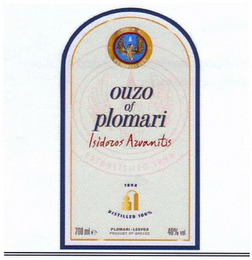 ESTABLISHED 1894 OUZO OF PLOMARI ISIDOROS ARVANITIS  ESTABLISHED 1894 1894 DISTILLED 100% PLOMARI - LESVOS PRODUCT OF GREECE 700 ML E 40% VOL logo