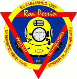 ESTABLISHED 1997 RON PERRIN WATER TECHNOLOGIES INC. UNDERWATER INSPECTIONS COMMERCIAL DIVING SERVICES logo