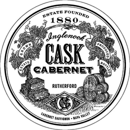 ESTATE FOUNDED 1880 INGLENOOK CASK CABERNET RUTHERFORD GROWN ESTATE PRODUCED BOTTLED CABERNET SAUVIGNON NAPA VALLEY NG INGLENOOK logo