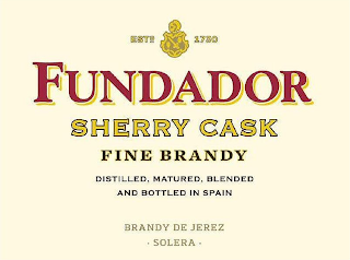 ESTD 1730 FUNDADOR SHERRY CASK FINE BRANDY DISTILLED, MATURED, BLENDED AND BOTTLED IN SPAIN BRANDY DE JEREZ SOLERA logo