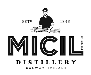ESTD. 1848 MICIL (MICK - IL) DISTILLERY GALWAY IRELAND logo
