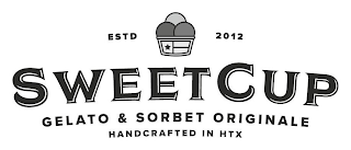 ESTD 2012 SWEETCUP GELATO & SORBET ORIGINALE HANDCRAFTED IN HTX logo
