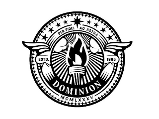 ESTD. PER FIDEI AD ASTRA 1985 DOMINON MCMLXXXXV logo