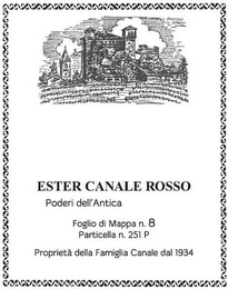 ESTER CANALE ROSSO PODERI DELL'ANTICA FOGLIO DI MAPPA N.8 PARTICELLA N.251 P PROPRIETA' DELLA FAMIGLIA CANALE DAL 1934 logo