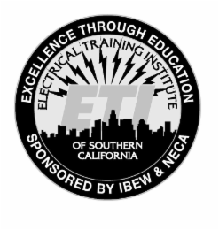 ETI ELECTRICAL TRAINING INSTITUTE OF SOUTHERN CALIFORNIA EXCELLENCE THROUGH EDUCATION SPONSORED BY IBEW & NECA logo