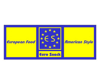 EUROPEAN FOOD ES EURO SNACK AMERICAN STYLE logo