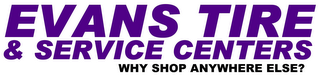 EVANS TIRE & SERVICE CENTERS WHY SHOP ANYWHERE ELS logo