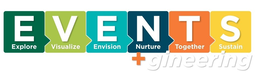EVENTS+GINEERING EXPLORE VISUALIZE ENVISION NURTURE TOGETHER SUSTAIN logo