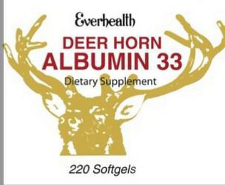 EVERHEALTH DEER HORN ALBUMIN 33 DIETARYSUPPLEMENTS 220 SOFTGELS logo