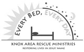 EVERY BED, EVERY DAY KNOX AREA RESCUE MINISTRIES RESTORING LIVES IN JESUS' NAME logo