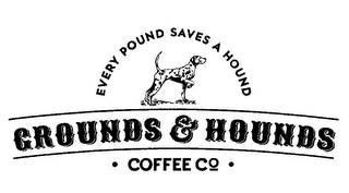 EVERY POUND SAVES A HOUND GROUNDS & HOUNDS · COFFEE CO · logo