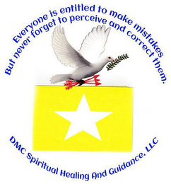EVERYONE IS ENTITLED TO MAKE MISTAKES BUT NEVER FORGET TO PERCEIVE AND CORRECT THEM. DMC SPIRITUAL HEALING AND GUIDANCE, LLC logo
