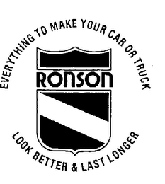 EVERYTHING TO MAKE YOUR CAR OR TRUCK LOOK BETTER & LAST LONGER RONSON logo