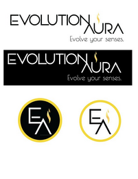 EVOLUTION AURA EVOLVE YOUR SENSES. EA logo