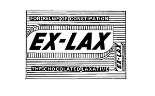EX-LAX FOR RELIEVE OF CONSTIPATION THE CHOCOLATE LAXATIVE logo