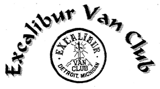 EXCALIBUR VAN CLUB · EXCALIBUR · DETROIT. MICHIGAN VAN CLUB logo