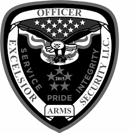 EXCELSIOR ARMS SECURITY LLC. OFFICER 2015 SERVICE PRIDE INTEGRITY logo