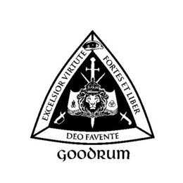 EXCELSIOR VIRTUTE FORTES ET LIBER DEO FAVENTE GOODRUM logo
