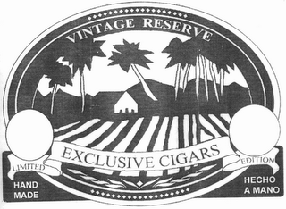 EXCLUSIVE CIGARS VINTAGE RESERVE LIMITED EDITION HAND MADE HECHO A MANO logo