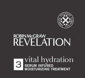 EXCLUSIVE FLORA-CELL COMPLEX ROBIN MCGRAW REVELATION 3 VITAL HYDRATION SERUM INFUSED MOISTURIZING TREATMENT logo