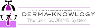 EXCLUSIVELY FROM RENEW DERMATOLOGY DERMA-KNOWLOGY THE SKIN SCORING SYSTEM logo