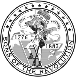 EXEGI MONUMENTUM AERE PERENNIUS 1776 1883 SONS OF THE REVOLUTION logo