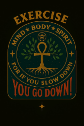 EXERCISE MIND BODY SPIRIT FOR IF YOU SLOW DOWN YOU GO DOWN logo