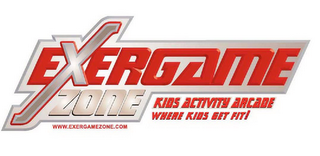 EXERGAME ZONE KIDS ACTIVITY ARCADE WHERE KIDS GET FIT! WWW.EXERGAMEZONE.COM logo