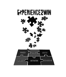 EXPERIENCE2WIN PIONEER BRAVE WORTHY CAPABLE MOTIVATION MEANINGFUL logo