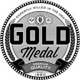 EXPERTLY MILLED IN THE USA SINCE 1880 GOLD MEDAL PREMIUM QUALITY logo